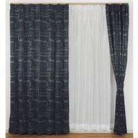 ユニベール エイジ 遮光+レースカーテンセット 2000×1350mm ネイビー 4548654771632 1セット(4枚入)（直送品）