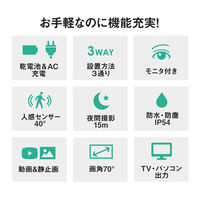 トレイルカメラ　防犯カメラ　動物・獣害対策　屋外　工事不要　乾電池式/AC電源　CMS-SC03GY　サンワサプライ　1台（直送品）