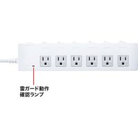 延長コード 電源タップ 2m 3P（ピン） 6個口 スイッチ ホワイト TAP-S28 サンワサプライ 1個（直送品）