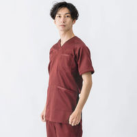 【アウトレット】PROFESSOR'S ROUND スクラブ 上衣 (ワイン)S ASK-SC-J01 1枚　スクラブ