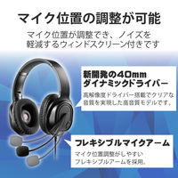 ヘッドセット 両耳 オーバーヘッド USB接続 40mmドライバ ブラック HS-HP30UBK エレコム 1個（直送品）