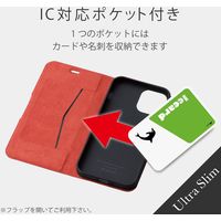 iPhone12/12Pro ケースカバー 手帳 フラップ レザー 薄型 スリム カード ブラック PM-A20BPLFUBK エレコム 1個