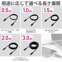 タイプCケーブル (USB-C to C) PD対応 60W USB2.0 50cm 黒 U2C-CC05NBK2 エレコム 1本（直送品）