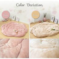 萩原 ローズクッションラグ 1200×1200mm ベージュ 240587134 1枚（直送品）