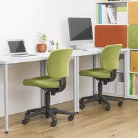 【組立設置込】コクヨ EAZA 背樹脂 肘無 ウレタン巻キャスター オリーブグリーン CR-G180F6GEQ5-VN 1脚（直送品）