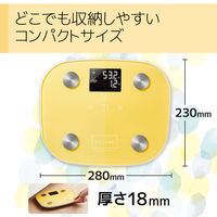 体組成計 体重計 ヘルスメーター デジタル表示 コンパクト 専用アプリ有 エレコム イエロー HCS-FS03YL エレコム 1個（直送品）