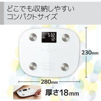 体組成計 体重計 ヘルスメーター デジタル表示 コンパクト 専用アプリ有 エレコム ホワイト HCS-FS03WH エレコム 1個