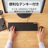 エレコム 有線キーボード/薄型/メンブレン式/抗菌/フルサイズ/ブラック TK-FCM108KBK 1個（直送品）