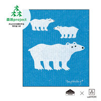 （100%天然素材）スポンジワイプ S 北欧ふきん セルロース 抜群の吸水力 しろくま親子 ホワイト ブルー 1個 イーオクト