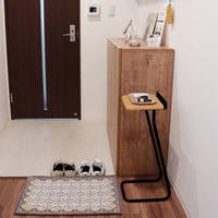 林製作所 AnoTana サイドテーブル 幅250×奥行280×高さ620mm ブラック/木目 YS-B01B-N 1台（直送品）