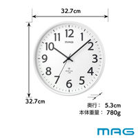 ノア精密 MAG（マグ）無線LANアナログ掛時計 シグナルキーパー ホワイト直径327ｍｍ[アナログ ステップ秒針 無線LAN]