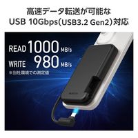 SSD 外付け 1TB iPhone向け ケーブル一体型 USB-C 磁石 黒 ESD-EPB1000GBK エレコム 1個（直送品）