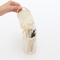 無印良品 ナイロンメッシュ縦でも横でも使えるペンケース 約直径６５×高さ２０７ｍｍ アイボリー 良品計画