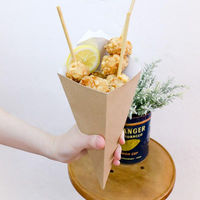 旭創業 テイクアウト容器 クラフトコーン 小 ディップコーナー付 00752573 1ケース(500個(50個×10))（直送品）