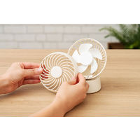 ライフオンプロダクツ ラウンドミニデスクファン 首振り機能付 オフホワイト PBAF005-OW 1台