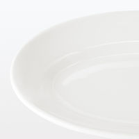 無印良品 磁器 リムオーバル皿 中 白 約２４×１６ｃｍ 1セット（1枚×2） 良品計画