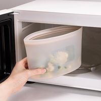 保存容器 シリコーンバッグ 自立型 1000ml ベージュグレー 電子レンジ・冷凍・食洗機OK 1セット（1個×5）貝印