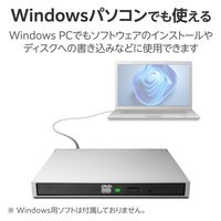 外付け DVDドライブ USB 3.2 Gen1 書込み/再生 バスパワー シルバー LDR-PWA8CU3MSV エレコム 1個（直送品）