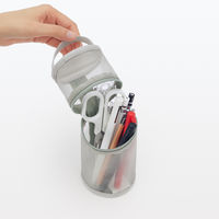 無印良品 ナイロンメッシュ縦でも横でも使えるペンケース 約直径７５×高さ１７７ｍｍ グレー 良品計画