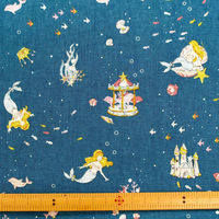 日本紐釦貿易(Nippon Chuko) 人魚姫 リストストーリーシリーズ プリント生地 シーチング ブルー 巾約108cm×1mカット C（直送品）