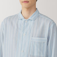 【メンズ】無印良品 紳士 脇に縫い目のない 二重ガーゼ長袖パジャマ 紳士Ｓ ライトブルーストライプ 良品計画