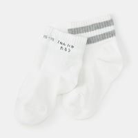 無印良品 キッズ 足なり直角 ショート丈靴下（柄・３足組） キッズ１５～１９ｃｍ ライン（オフ白・グレー・黒） 良品計画