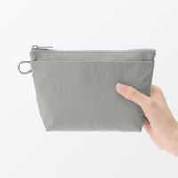 無印良品 リンクルナイロン マチ付きポーチ グレー Ｍ 約２１×１３．５×６ｃｍ 良品計画