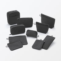 無印良品 リンクルナイロン 片手で開くフラットポーチ ダークグレー Ｓ 約１２．５×１０．３ｃｍ 良品計画