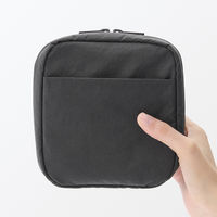 無印良品 リンクルナイロン 大きく開くスクエアポーチ ダークグレー 約１４×１６×６ｃｍ 良品計画