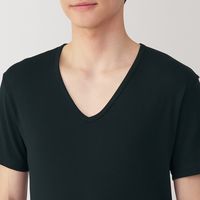 【メンズ】無印良品 紳士 さらっと綿 Ｖネック半袖Ｔシャツ 紳士Ｌ 黒 良品計画