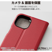 らくらくスマートフォン F-53E ケース レザー 手帳型 超軽量 レッド PM-F244PLFURD エレコム 1個（直送品）