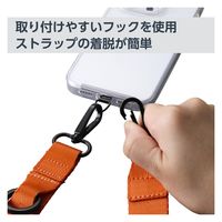 スマホショルダー ストラップ 97~150cm ループ付 カラビナ ビビッドオレンジ P-STSDH1FLPCDR エレコム 1個（直送品）
