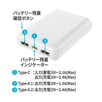 磁気研究所 Type-C入出力対応モバイルバッテリー 10000mAh ホワイト 簡易包装 HD4-MBTC10000WHP 1個（直送品）