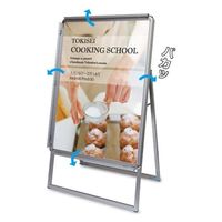 ポスターグリップスタンド看板カタログケース付(屋内用) B2両面ブラック アームキャスターセット PGSKK-B2RB-KSET 1台（直送品）