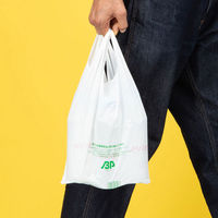 福助工業 ニューイージーバッグバイオ100 長舌片　バイオマスポリエチレン100% レジ袋 M 乳白 1袋（100枚入）（わけあり品）