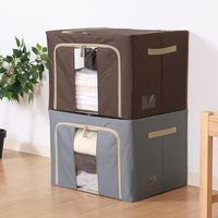 不二貿易 窓付&積み重ね収納ボックス 72L BR 63522 1個