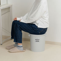 JEJアステージ　座れるフタ付バケツ15　ライトグレー　　1個