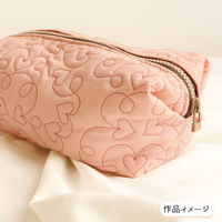 日本紐釦貿易 デザインステッチキルティング生地 ハート ピンク 2Mカット DQL-HEART-2-2M 1セット(2m切売カット)（直送品）