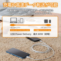 エレコム タイプCケーブル USBーC to C 1.5m  高耐久 白 PETーCCMT15WH 1個