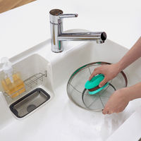 ため洗いに便利 水に浮くたわし 型崩れしにくい 持ちやすいベルト付き グリーン 1セット（1個×5）東和産業