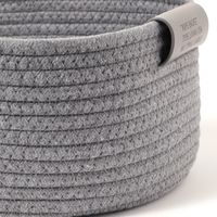 ロープ&フェイクレザーバスケット(L) グレー LAKOLE/ラコレ