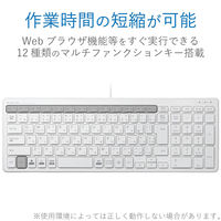 エレコム 有線コンパクトキーボード/パンタグラフ式/薄型/ホワイト TK-FCP097WH 1個（直送品）