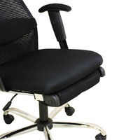 後藤家具物産 リクライニング機能付きオフィスチェア 収納式オットマン付 ブラック OA-01bk 1脚（直送品）