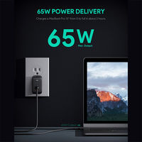 USB充電器 折りたたみ式 Omnia Duo 65W/PD対応/Type-C×2 ホワイト PA-B4-WT 1個 AUKEY