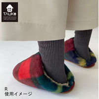 チェックファー スリッパ GS6090 レッド M GS6090_06R 1枚 川島織物セルコン（直送品）