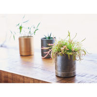 ホワイエ 植木鉢 MC円柱メタルECOポット 受け皿付き 直径12cm シルバーブラック 416303 1個（直送品）