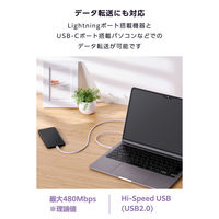 iPhone充電ケーブル USB-C to ライトニング 2m 高耐久 ホワイト MPA-CLECS20WH エレコム 1個（直送品）