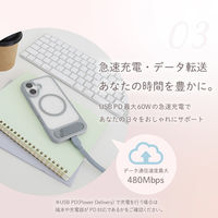 オウルテック ショルダーストラップ&USB-C to USB-C 充電ケーブル ミニョン OWL-CBX2MIN07CC-BL 1個（直送品）