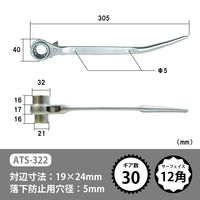 ビッグマン 両口ラチェットロング19×24 ATS-322 1個（直送品）