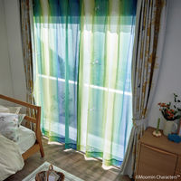 SUMINOE MOOMIN カーテン オーロラボイル A1047 幅1000×丈1760mm ブルーグリーン 1枚（直送品）